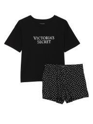 Домашний комплект пижамы Victoria’s Secret футболка и шорты 1159817096 (Черный XS)