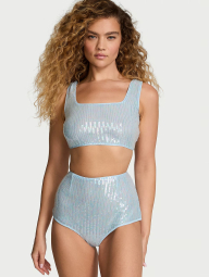 Комплект из пайеток Victoria’s Secret топ и шорты 1159831797 (Голубой S)