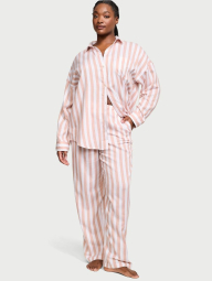 Жіноча піжама Victoria's Secret сорочка та штани 1159832060 (Білий/Бежевий M)