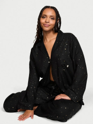 Фланелева жіноча піжама Victoria's Secret сорочка та штани 1159833572 (Чорний M)