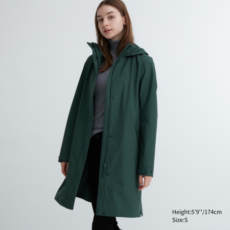 Плащ UNIQLO с капюшоном 1159797403 (Зеленый, XS)