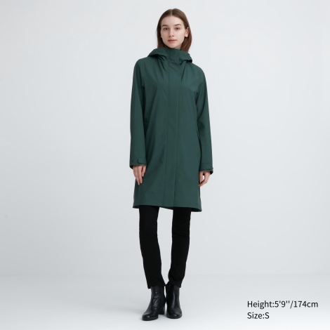 Плащ UNIQLO с капюшоном 1159797403 (Зеленый, XS)