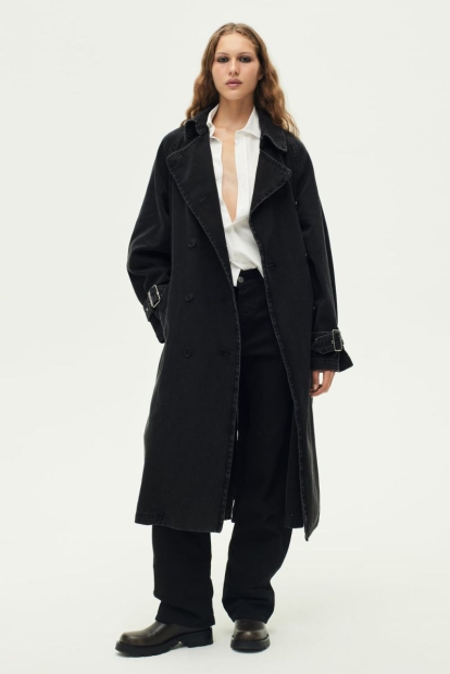 Джинсовый тренч ZARA 1159800060 (Черный, XS)