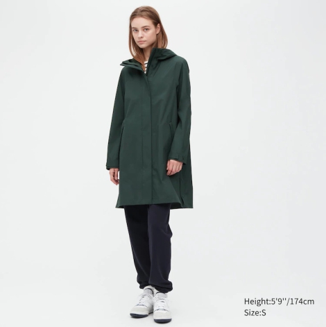 Плащ UNIQLO с капюшоном 1159811283 (Зеленый, XL)