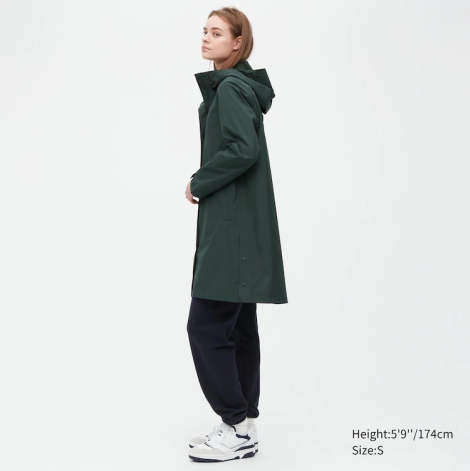 Плащ UNIQLO с капюшоном 1159811283 (Зеленый, XL)