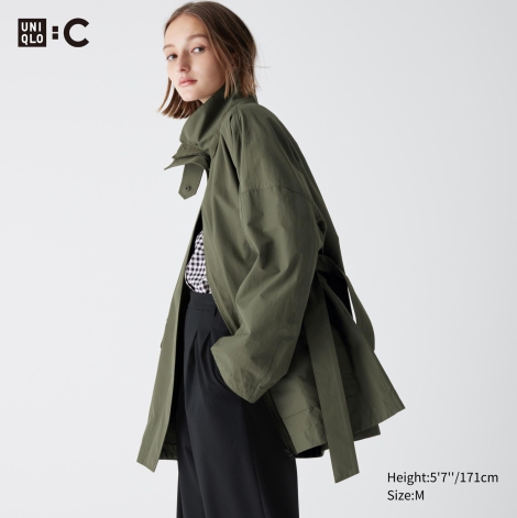 Ветрозащитная куртка-плащ oversize UNIQLO 1159814815 (Зеленый L)