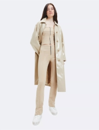 Женский плащ оверсайз Calvin Klein пальто из искусственной кожи 1159794108 (Бежевый, L)