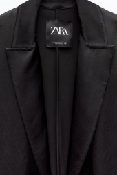 Атласный тренч ZARA 1159798721 (Черный, S)