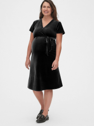 Бархатное платье для беременных Gap art953456 (Черный, размер S)
