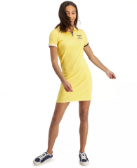 Женское платье-поло Tommy Hilfiger в рубчик с логотипом 1159765205 (Желтый, XS)