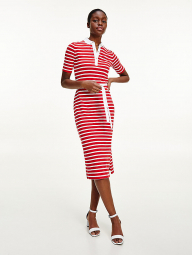 Женское платье-поло Tommy Hilfiger в полоску 1159765488 (Красный/Белый, S)