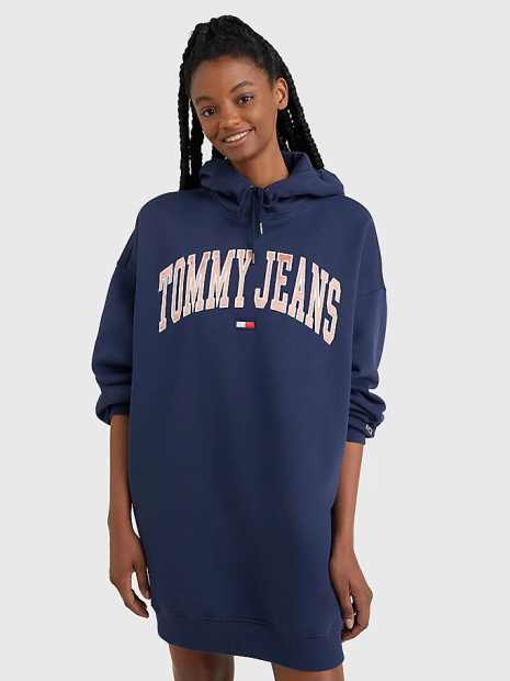 Теплое платье-худи на флисе Tommy Hilfiger с капюшоном 1159776591 (Синий, XL)