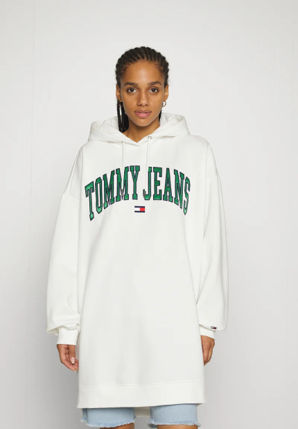 Теплое платье-худи на флисе Tommy Hilfiger с капюшоном 1159777673 (Белый, XXL)