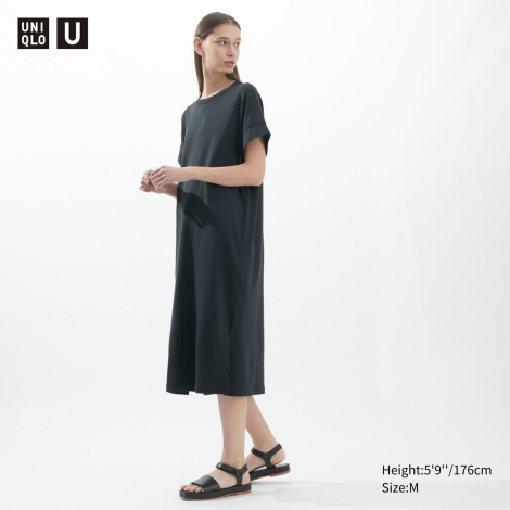 Женское платье без рукавов Uniqlo с поясом 1159784818 (Серый, L)