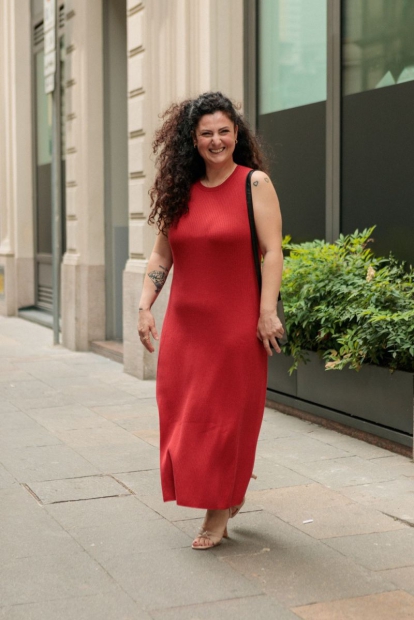 Жіноча сукня в рубчик Uniqlo без рукавів 1159796806 (червоний, XL)