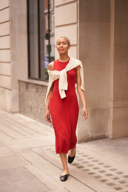Жіноча сукня в рубчик Uniqlo без рукавів 1159796806 (червоний, XL)