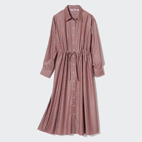 Жіноча сукня-сорочка UNIQLO в смужку 1159797032 (Коричневий, M)