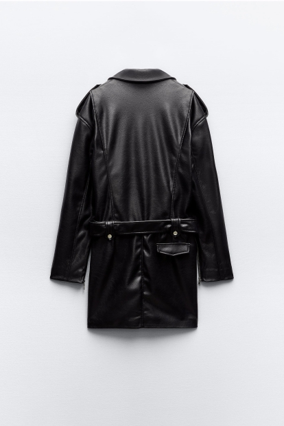 Платье-куртка ZARA из искусственной кожи 1159797380 (Черный, S)