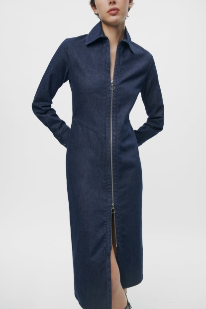 Джинсовое платье ZARA на молнии 1159803007 (Синий, M)