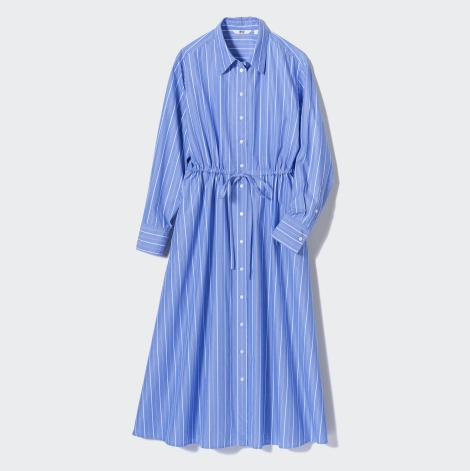 Женское платье-рубашка UNIQLO в полоску 1159799178 (Синий, L)