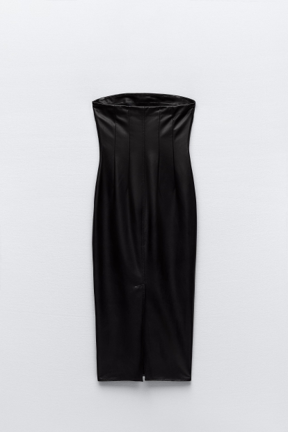 Сукня-міді ZARA з екошкіри 1159799963 (Чорний, S)