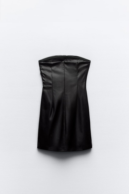 Платье-мини ZARA из экокожи 1159803120 (Черный, S)