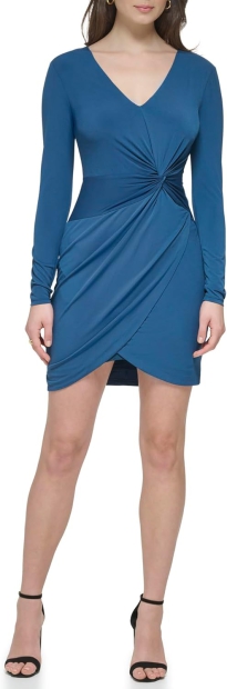 Стильное мини-платье GUESS с длинным рукавом 1159803494 (Бирюзовый, 14)