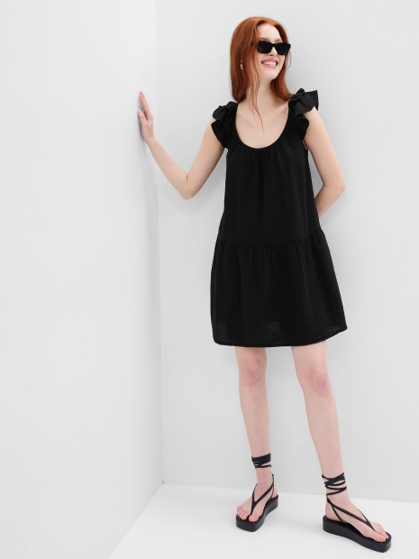 Женское платье мини GAP с рюшами 1159800352 (Черный, L)