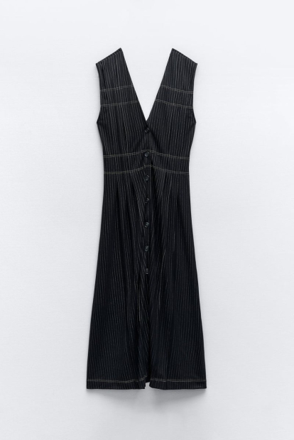 Сукня-міді ZARA в смужку 1159801186 (Чорний, S)
