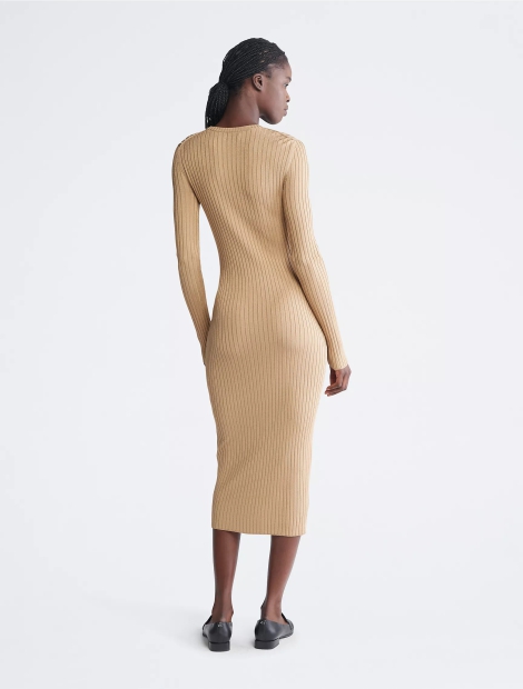 Женское платье миди Calvin Klein в рубчик 1159804829 (Коричневый, M)