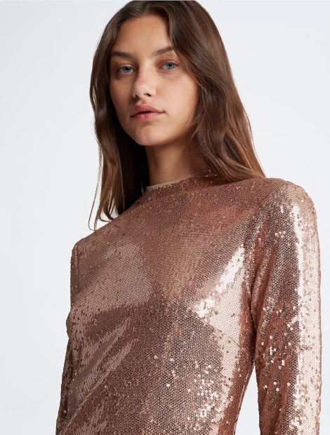 Женское мини-платье Calvin Klein из пайеток 1159804840 (Золотистый, 10)