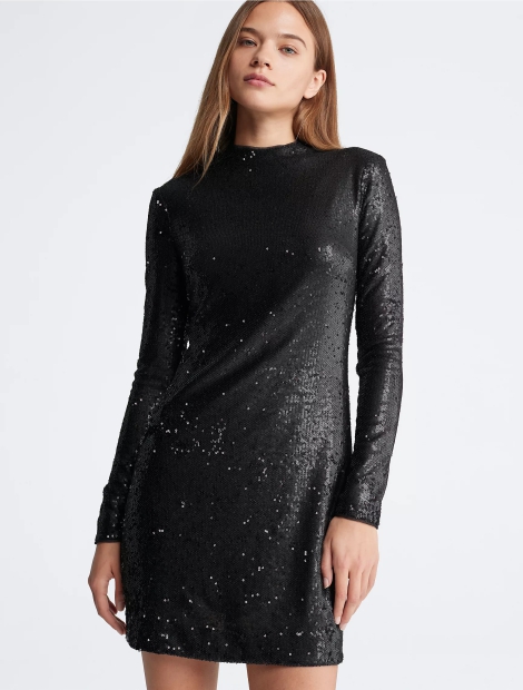 Женское мини-платье Calvin Klein из пайеток 1159804842 (Черный, 2)