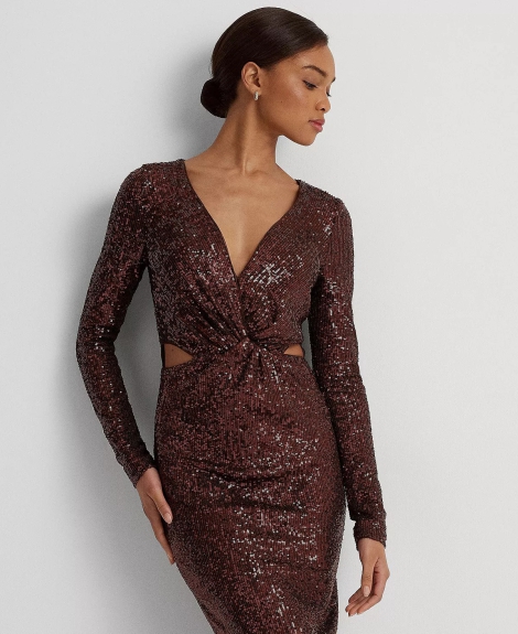 Женское платье Ralph Lauren с пайетками 1159810005 (Коричневый, 8)
