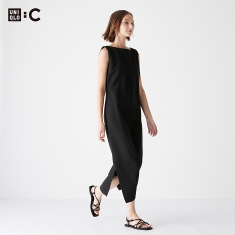 Однотонное стильное платье Uniqlo 1159811937 (Черный, S)