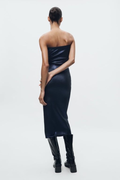 Блискуча сукня-міді ZARA 1159820662 (Синій S)