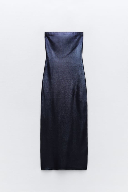 Блискуча сукня-міді ZARA 1159820662 (Синій S)