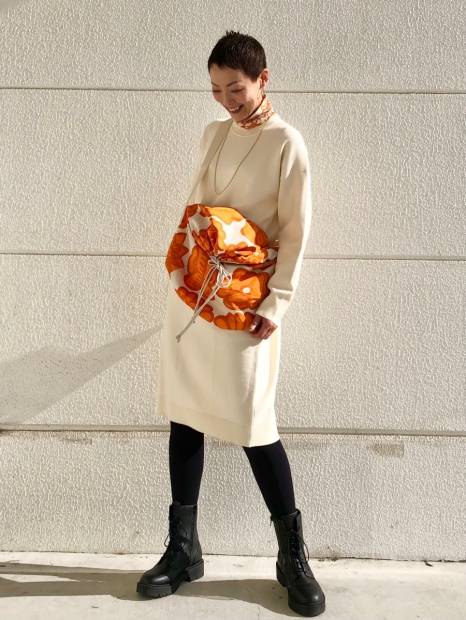 Теплое платье с длинным руковом Uniqlo 1159825258 (Бежевый S)