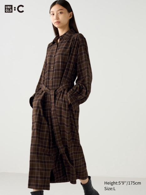 Сукня-сорочка UNIQLO з поясом 1159825232 (Коричневий S)