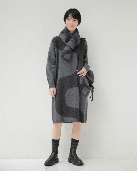 Теплое платье Uniqlo с длинным руковом 1159827114 (Серый L)