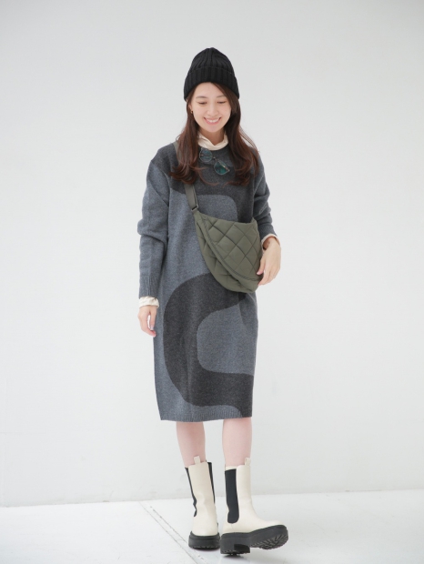 Теплое платье Uniqlo с длинным руковом 1159827114 (Серый L)