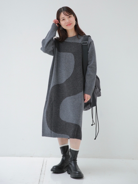 Теплое платье Uniqlo с длинным руковом 1159827114 (Серый L)