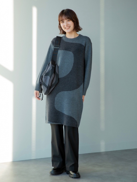 Теплое платье Uniqlo с длинным руковом 1159827114 (Серый L)