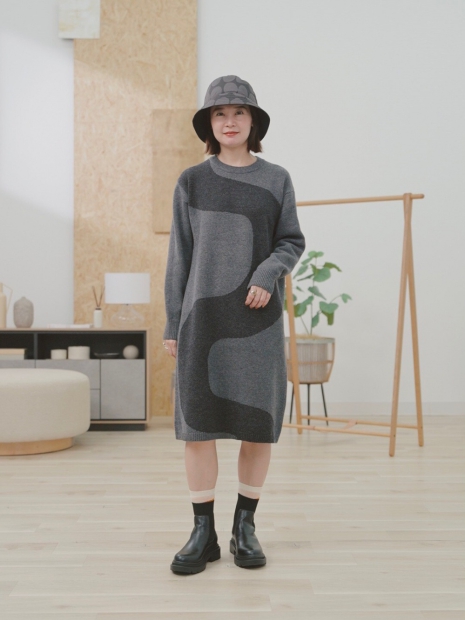 Теплое платье Uniqlo с длинным руковом 1159827114 (Серый L)