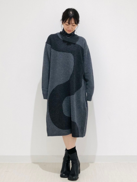 Теплое платье Uniqlo с длинным руковом 1159827114 (Серый L)