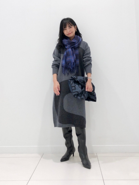 Теплое платье Uniqlo с длинным руковом 1159827114 (Серый L)