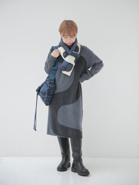 Теплое платье Uniqlo с длинным руковом 1159827114 (Серый L)