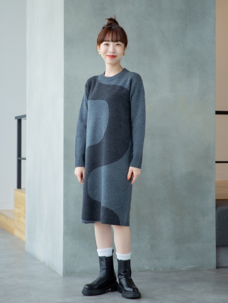 Теплое платье Uniqlo с длинным руковом 1159827114 (Серый L)