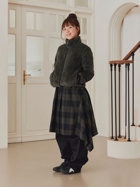 Жіноча сукня-сорочка UNIQLO в асиметричну клітинку 1159828194 (Зелений M)
