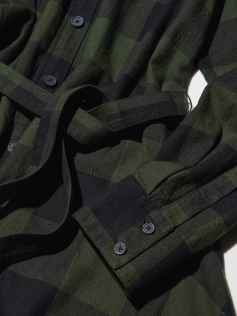Жіноча сукня-сорочка UNIQLO в асиметричну клітинку 1159828194 (Зелений M)