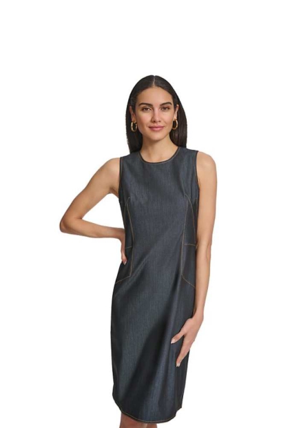 Сукня-футляр із деніму Calvin Klein без рукавів 1159828289 (Синій 2)